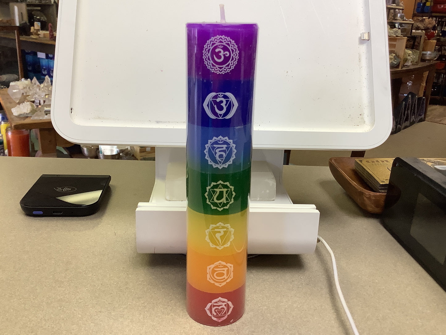 Chakra 7 color pillar candle