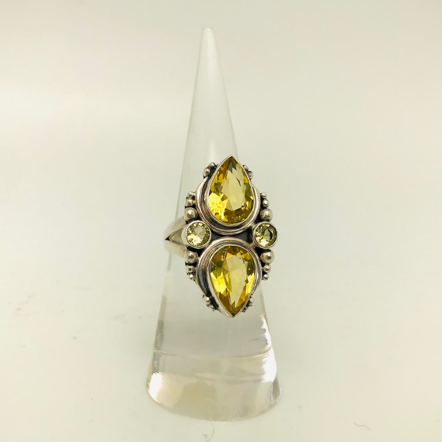 Citrine Faceted Double Statement Ring