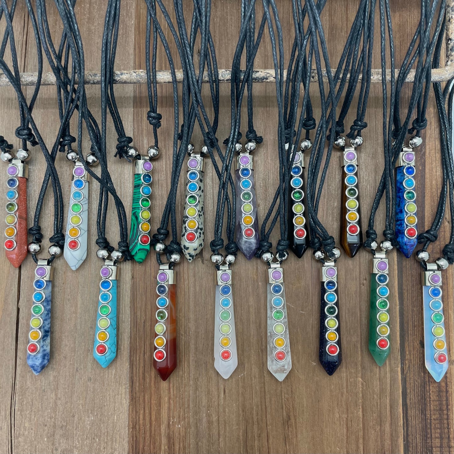 Spirit of Nature Point Crystal with Chakra Stones Necklace