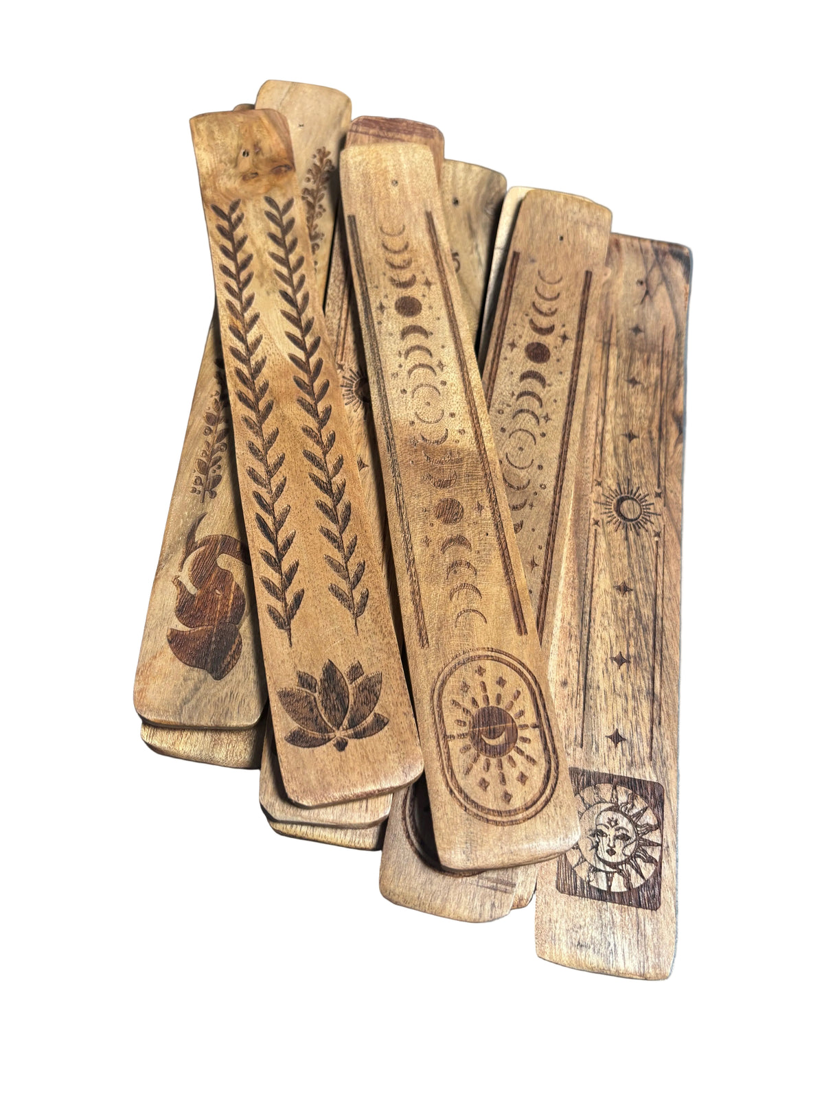 Etched Wooden Incense Holders