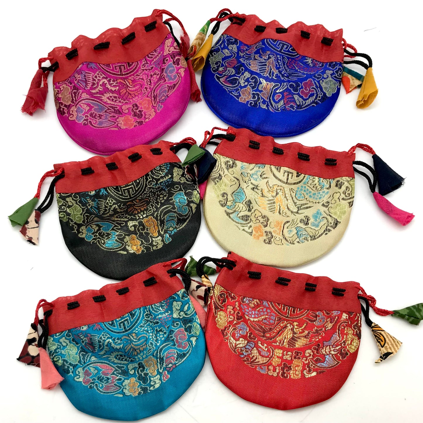 Handmade Crystal Silk Double Drawstring Pouch