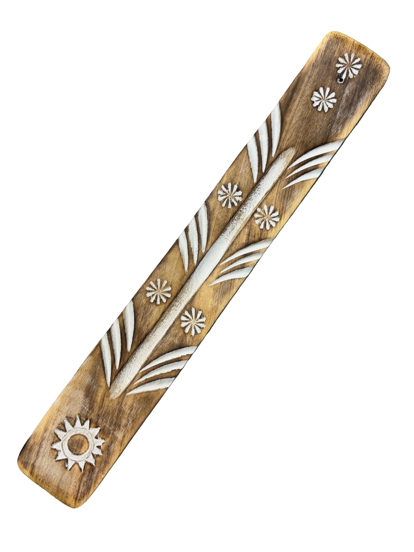 Sun and Flowers Wooden Incense Holder