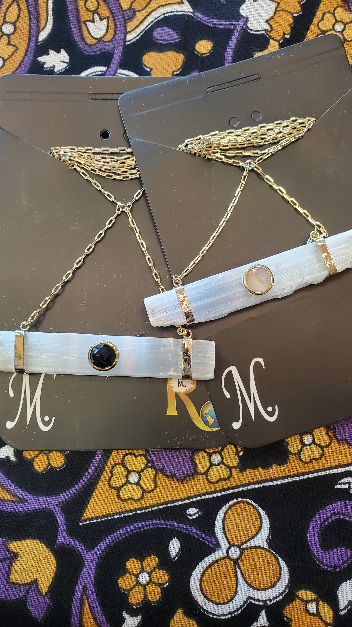 Selenite Stick with Gemstone Fashion Necklace - Michal and Company