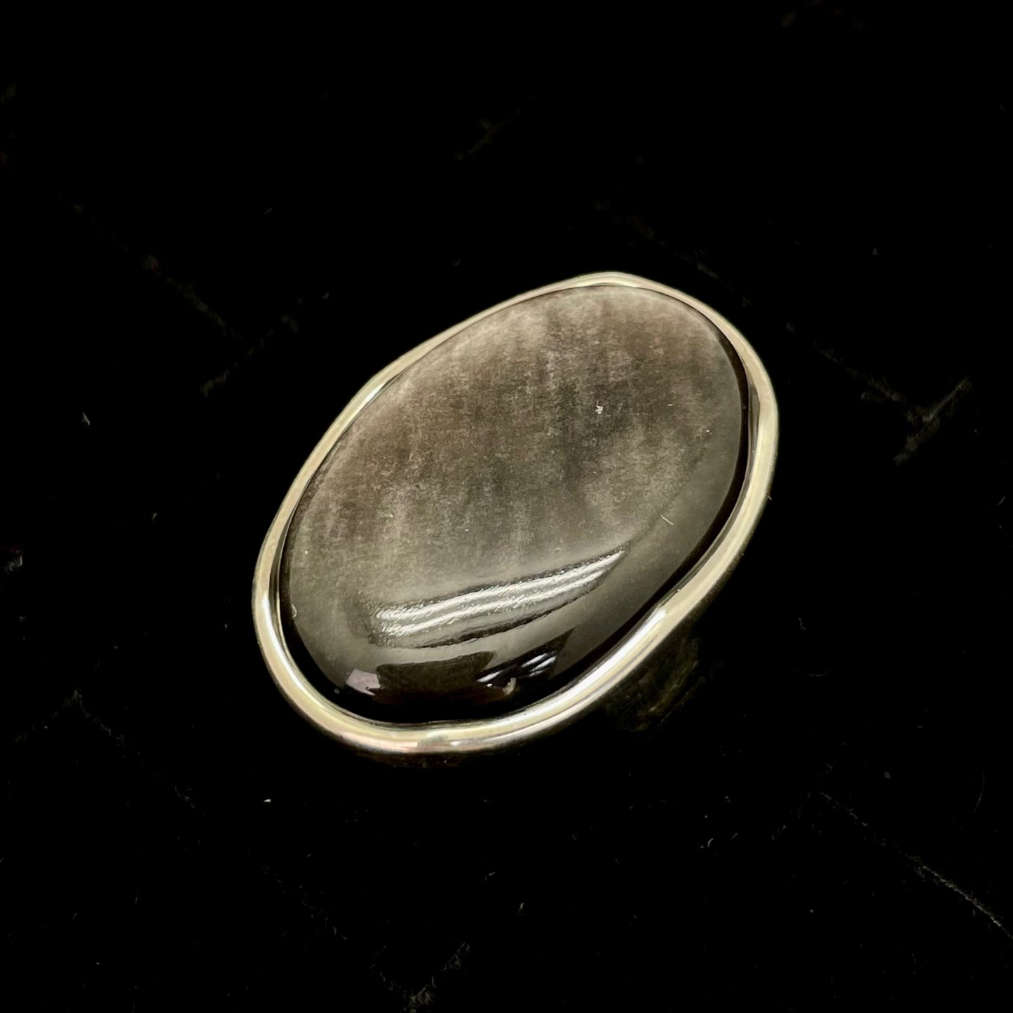Silver Sheen Obsidian Ring (Oval / Round)