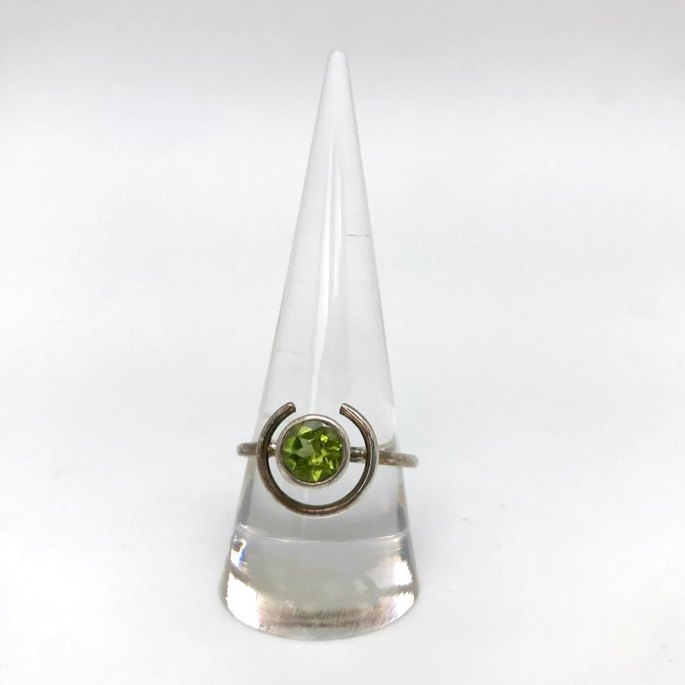 Peridot Crescent Sterling Silver Ring