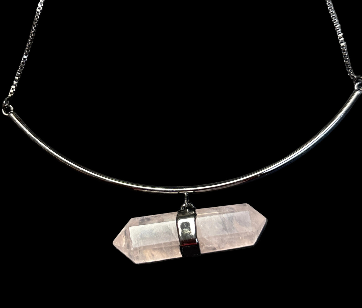 Front Bar Necklace with Double Terminated Crystal Point Pendant - Michal and Company