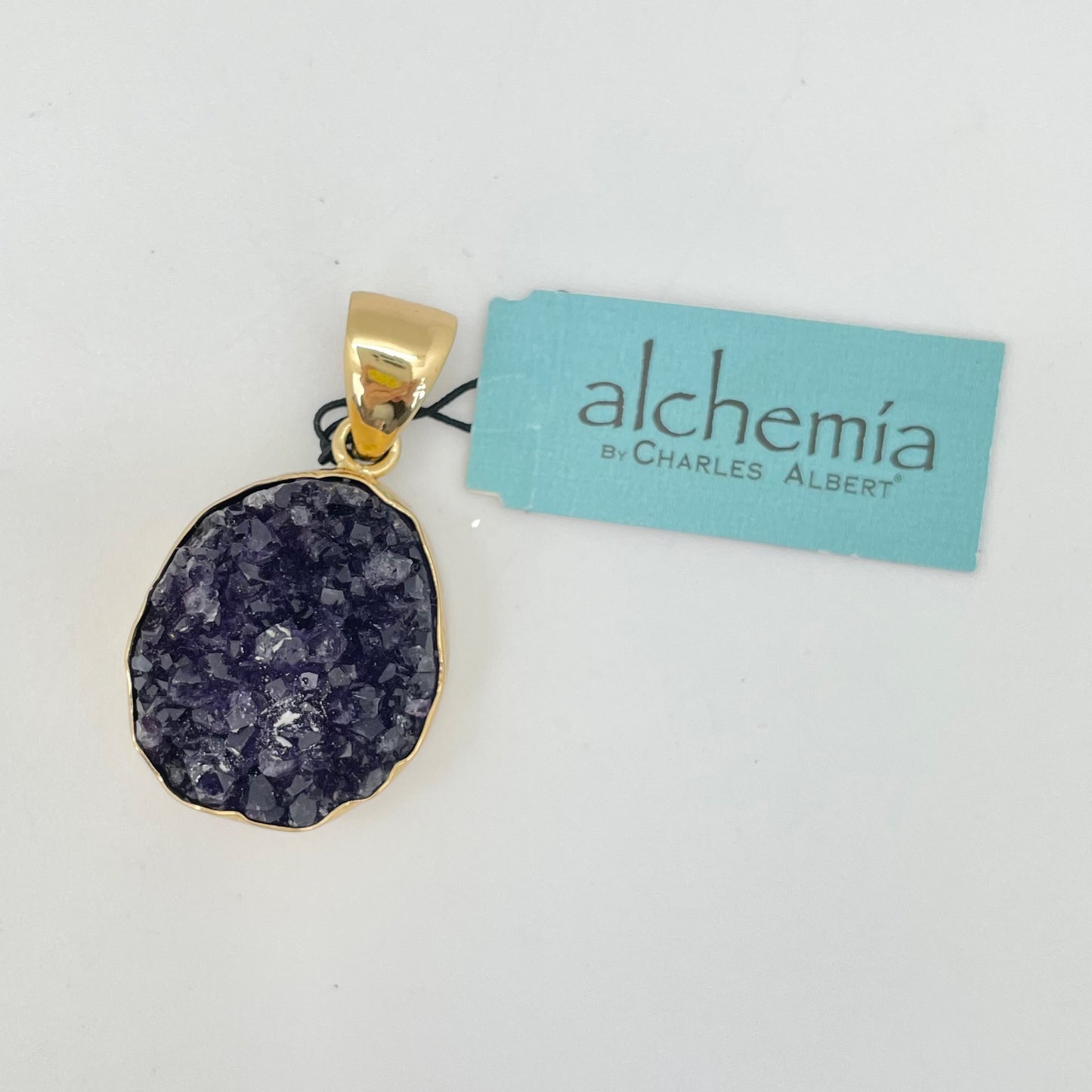 Alchemia - Amethyst Geode Gold Pendant by Charles Albert