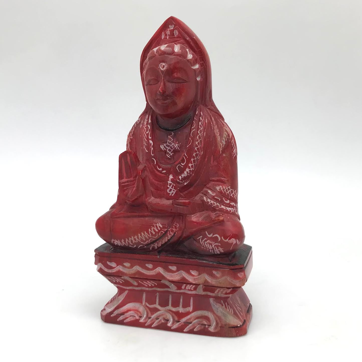 Kuan Yin Carved Statue (Red)
