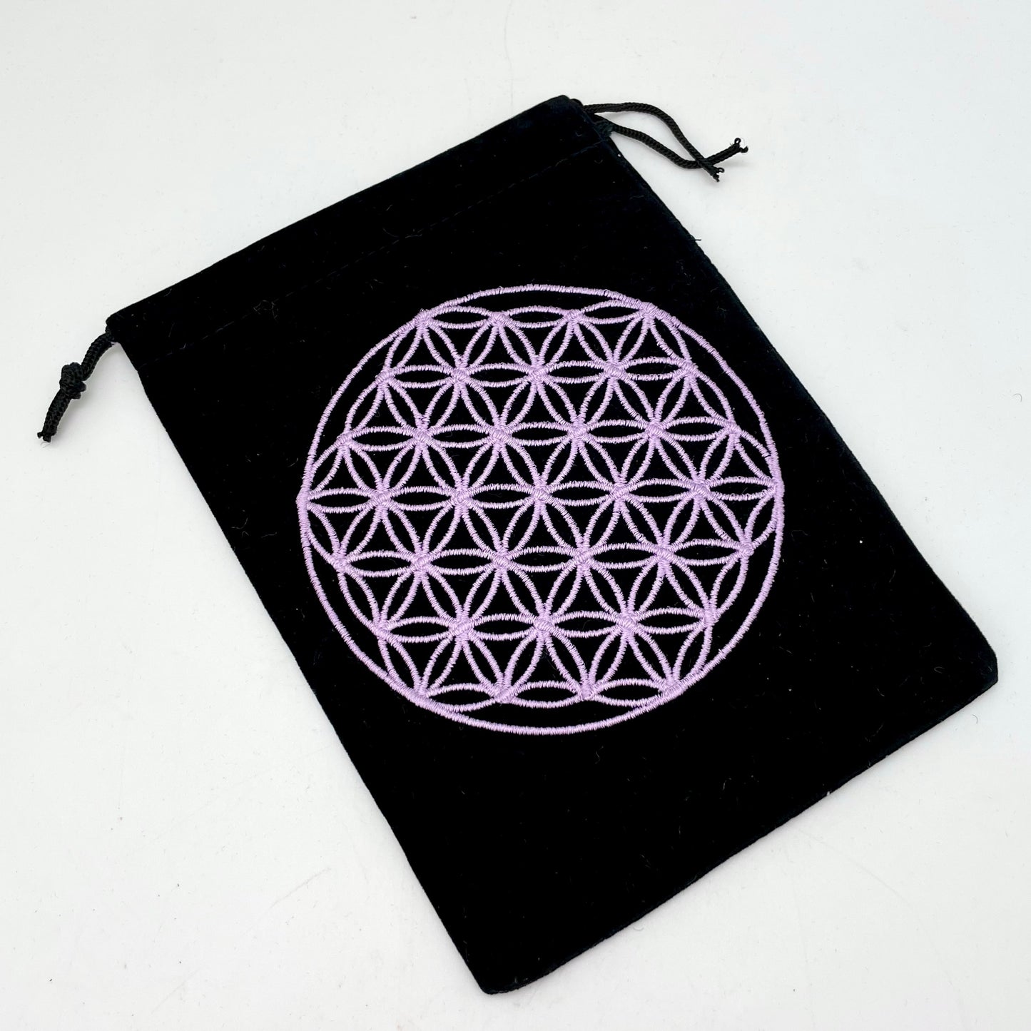 Black Velvet Sacred Geometry Flower of Life Pouch Bag