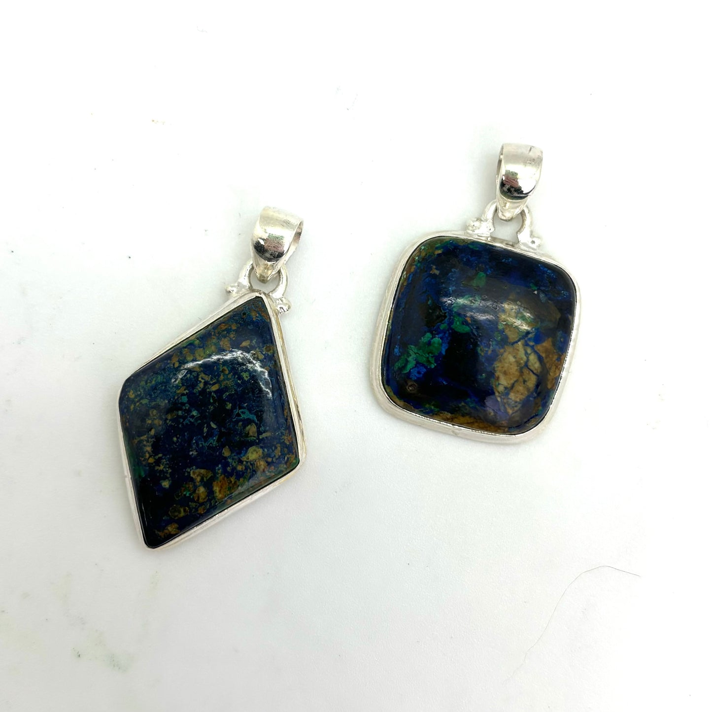 Silver Lined Azurite Malachite Pendant