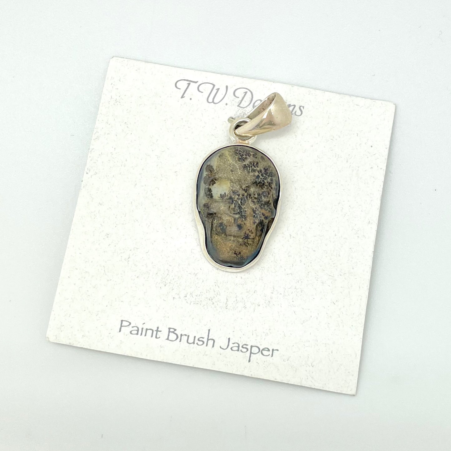 T.W. Designs Paint Brush Jasper Skull Pendant