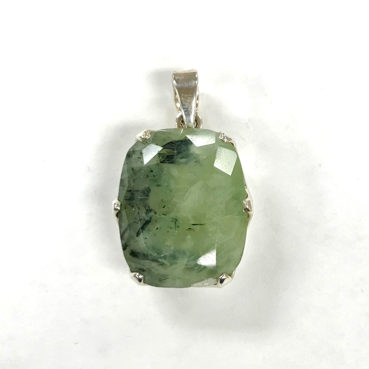 925 Crown Rim Prehnite Pendant