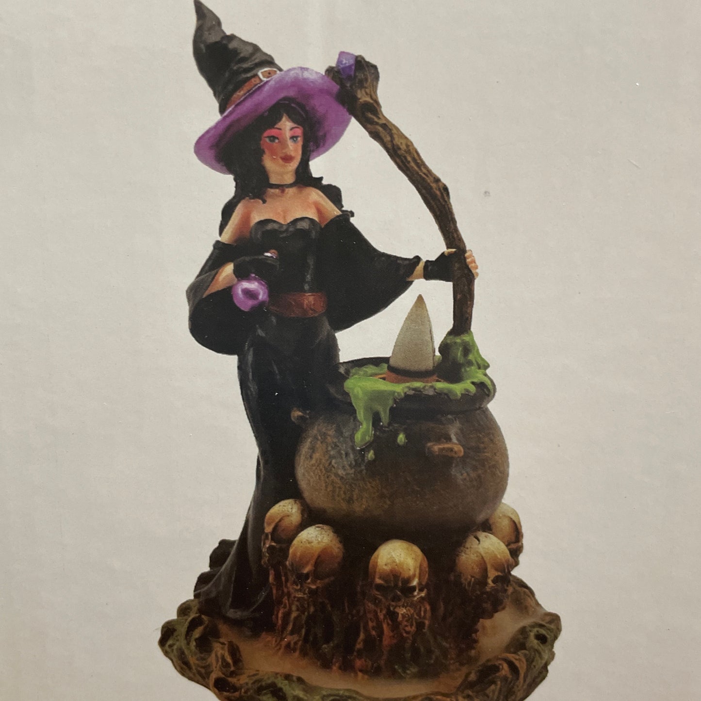 Witch with Her Cauldron BackFlow Incense Burner
