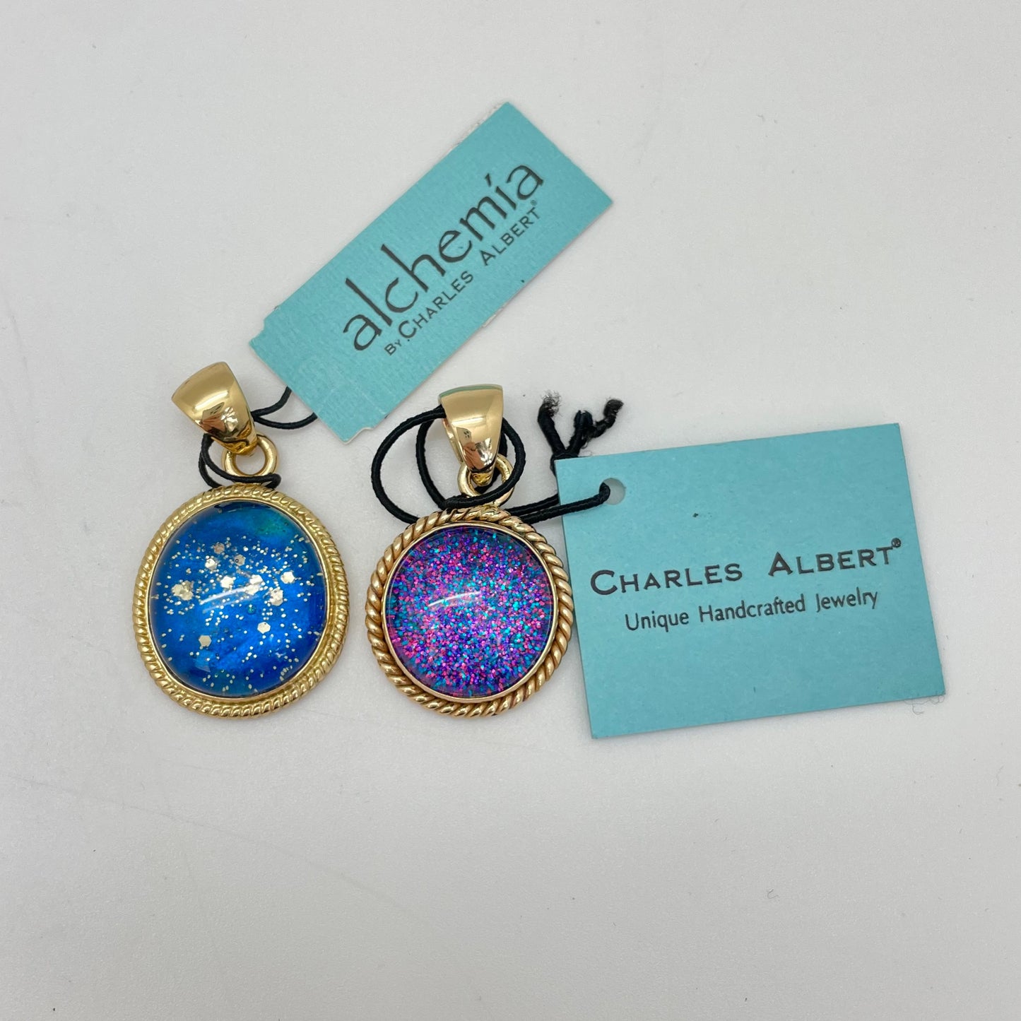 Alchemia - Glitter Quartz Gold Pendant by Charles Albert