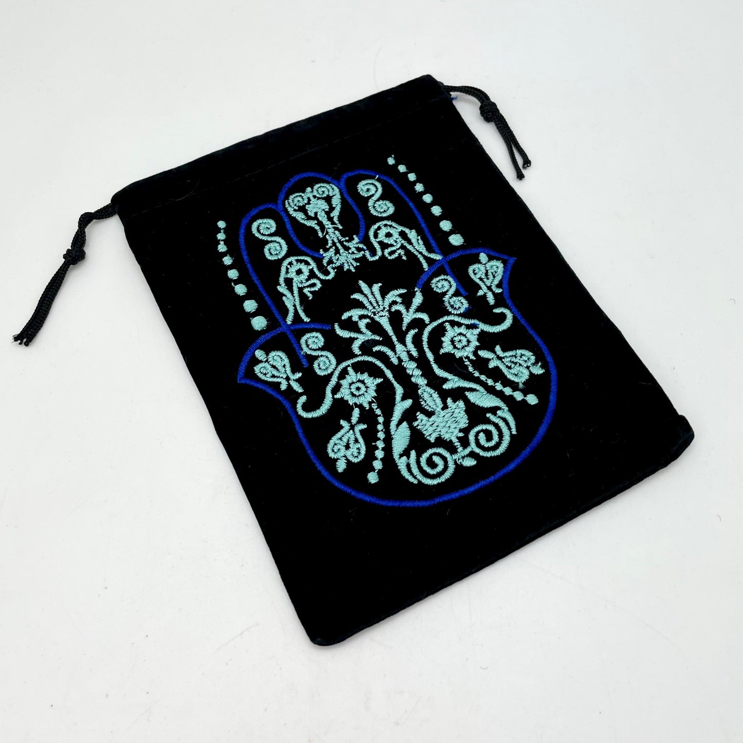 Black Velvet Hamsa Pouch Bag