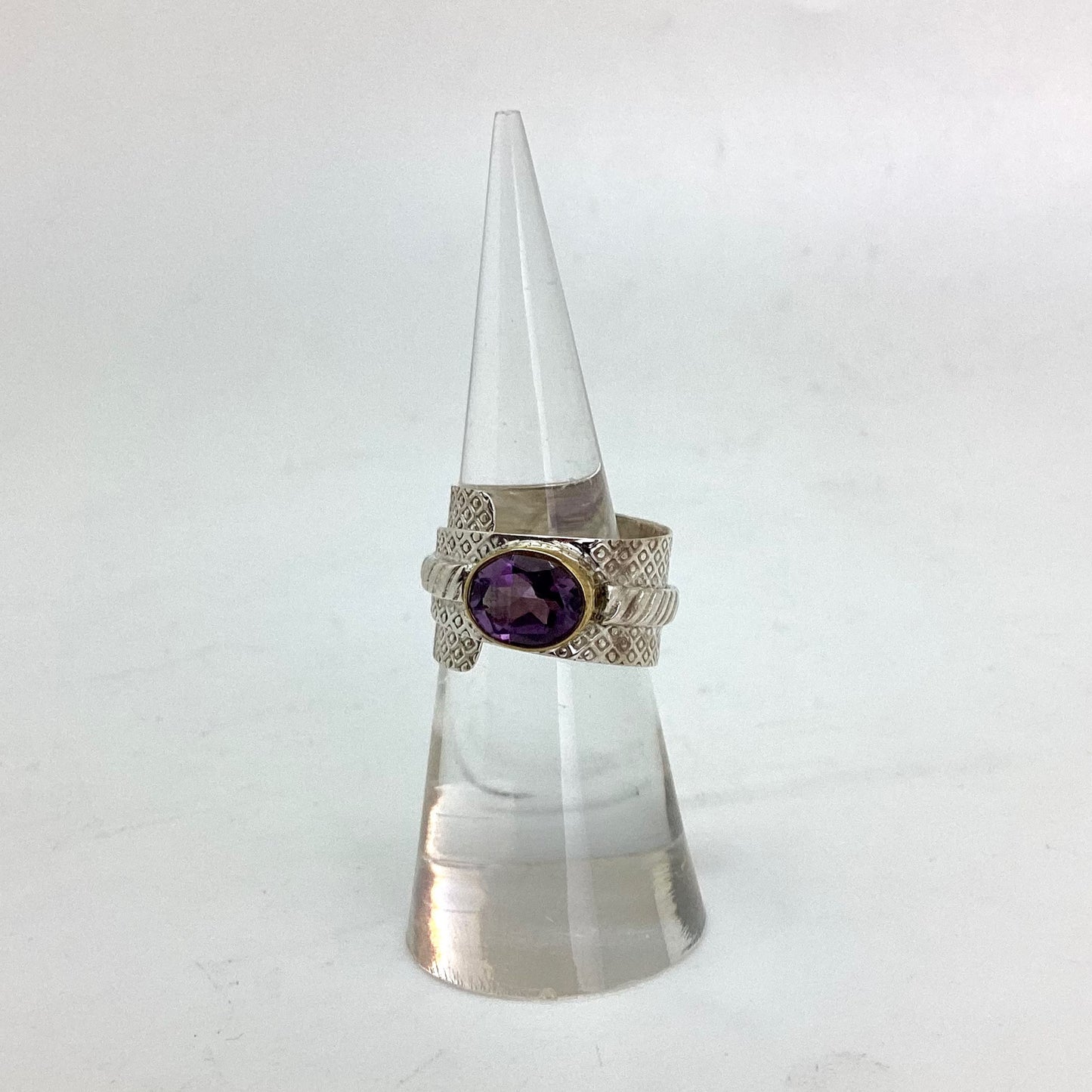 Gold Plated Faceted Amethyst Ring Design by Monica