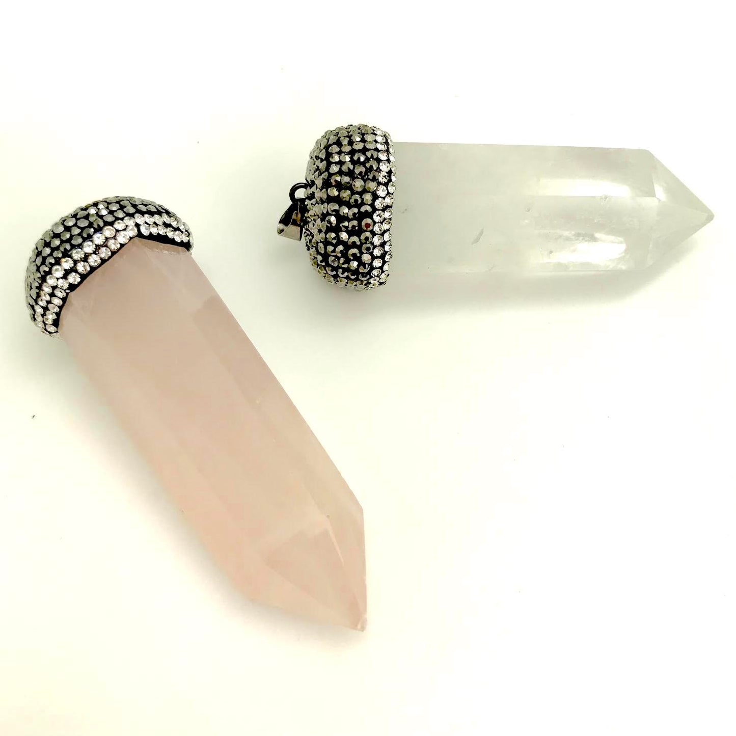 Pave Crystal Point Quartz Pendants