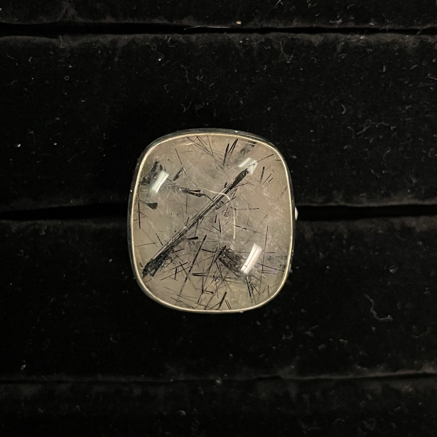 Tourmalinated Quartz Ring (Square)