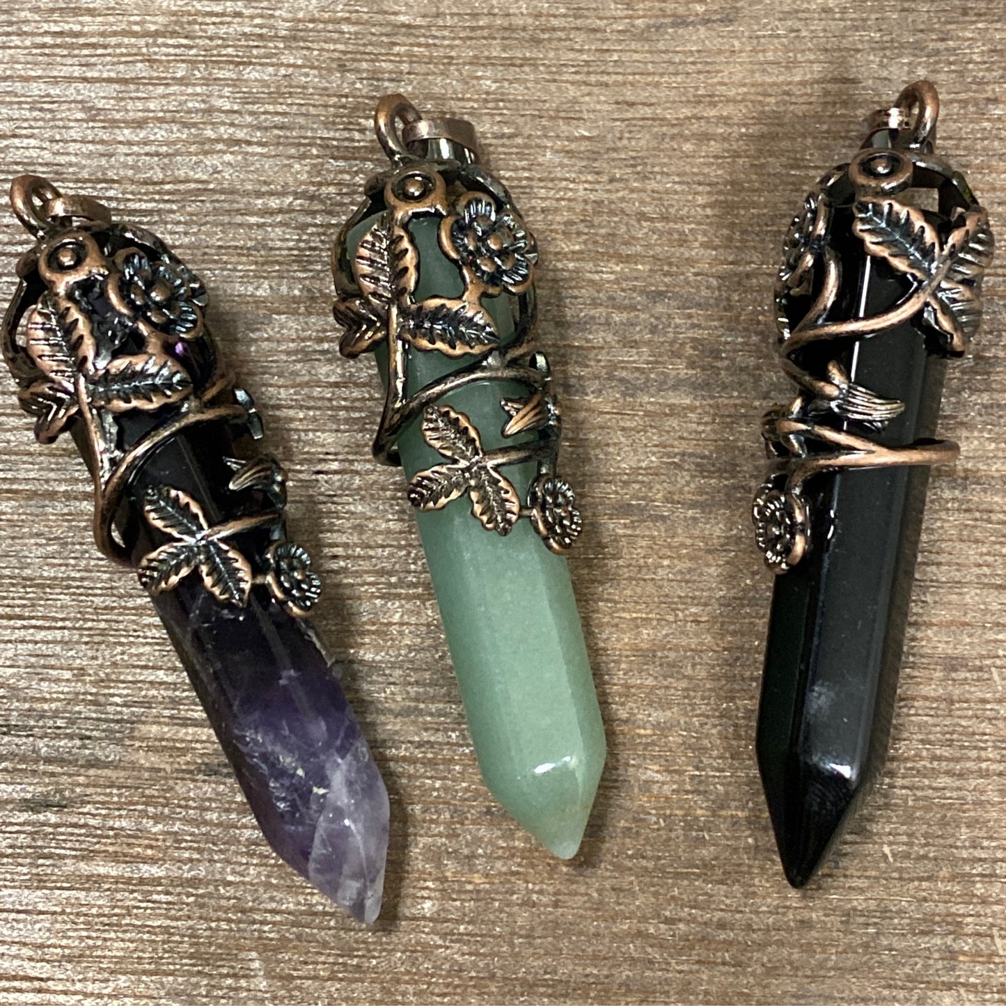 Ornate Decorative Floral Wire Wrapped Crystal Pendant