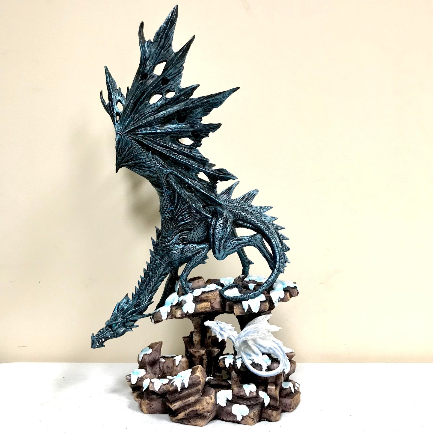 Blue Dragon and Ice Dragon on Ice Rocks