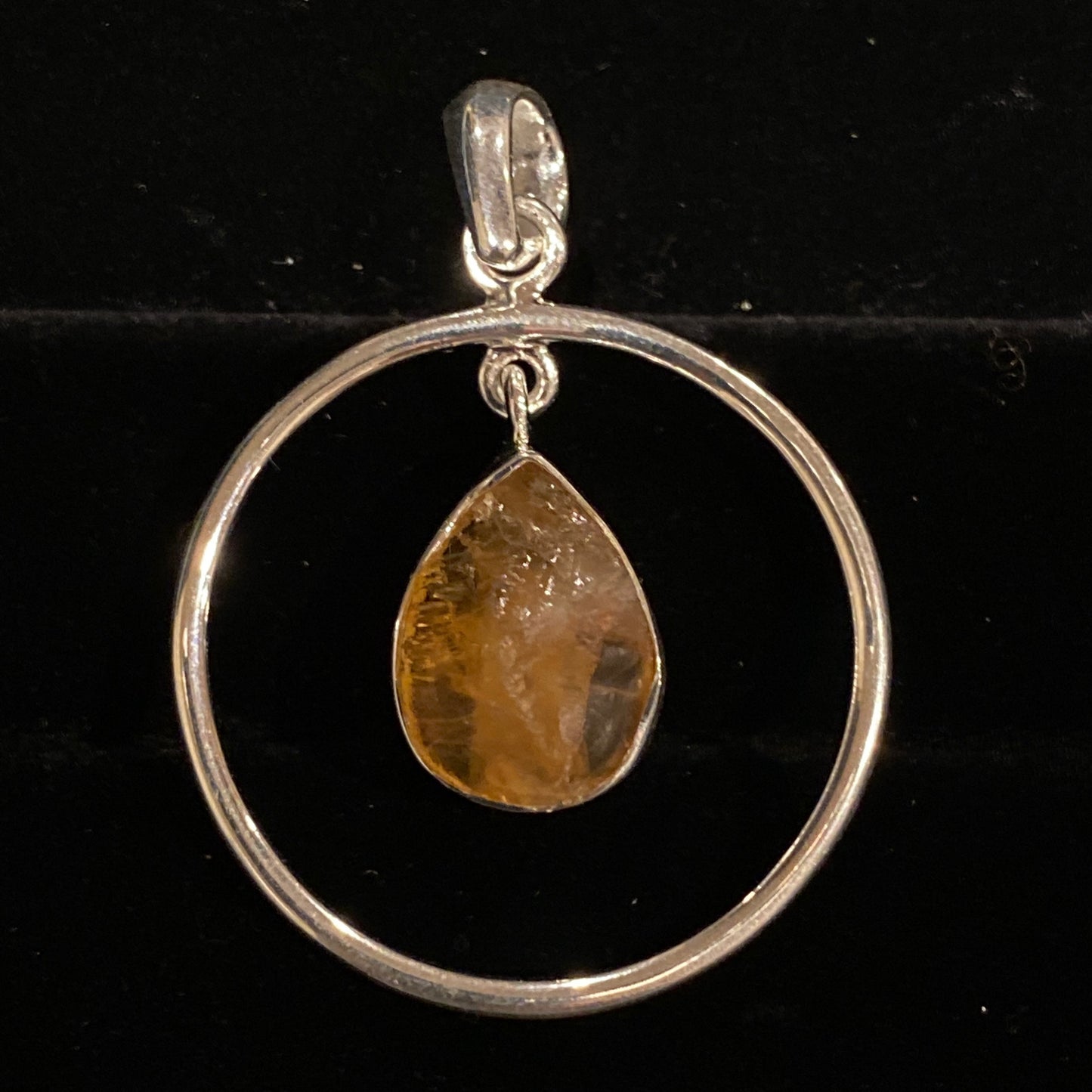 Citrine and Silver Hoop / Ring Pendant (Raw)