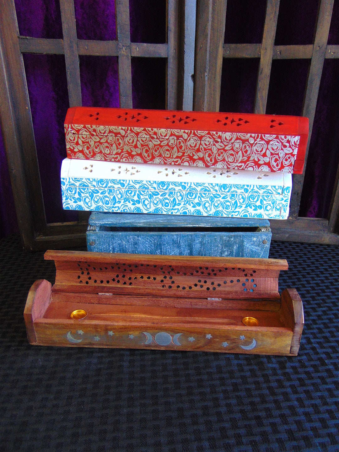 Wood Incense Burner Coffin Box