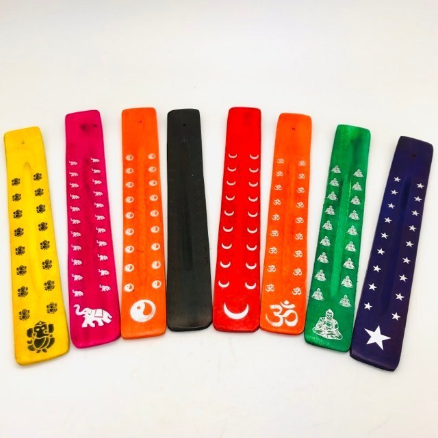 Curved Wooden Incense Holder Colorful Assorted