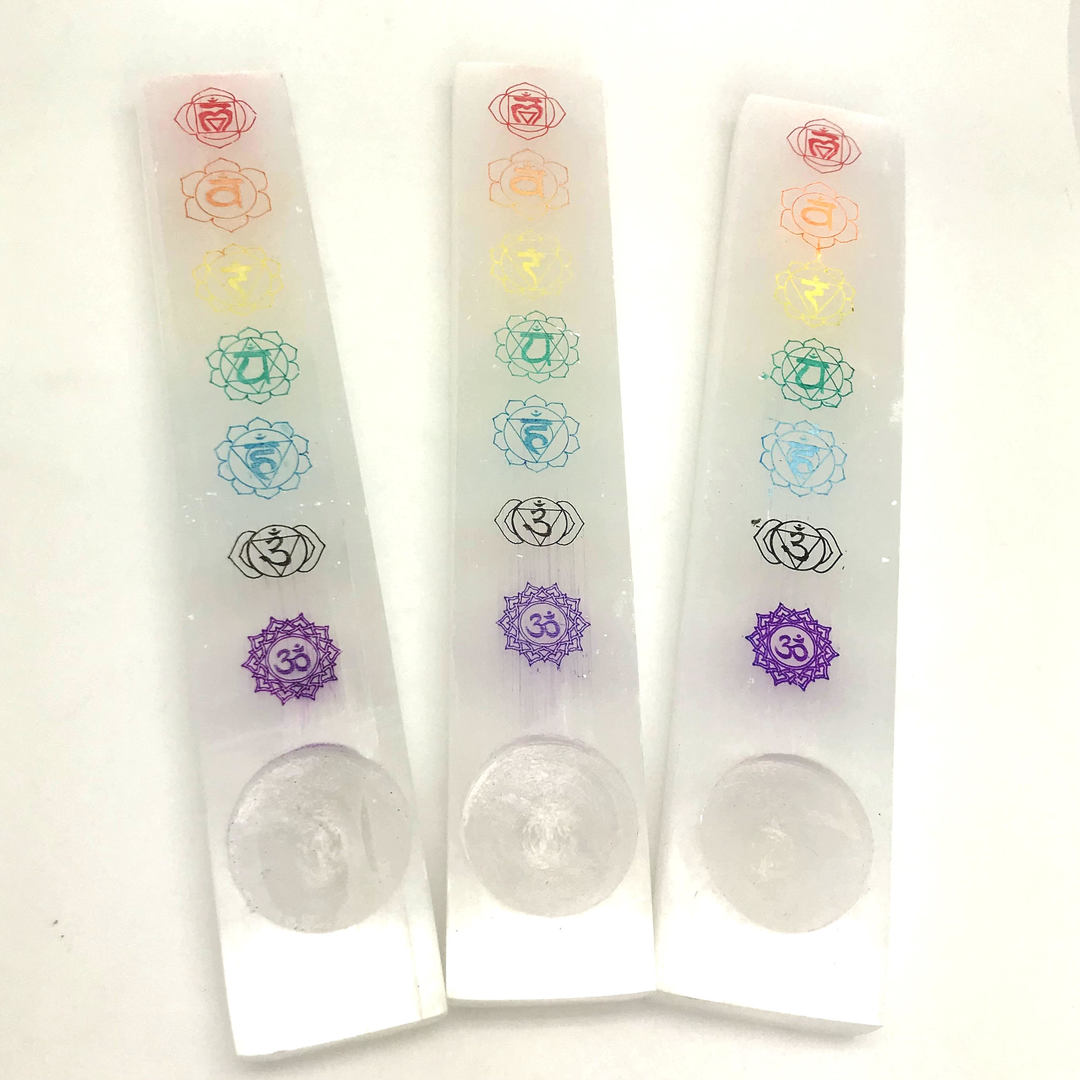 Selenite Charging Plate Cone Incense Holder Laser Etched