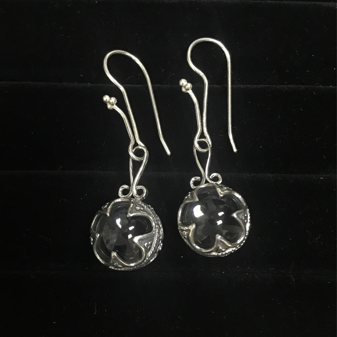 Clear Quartz Designer Earrings .925 Silver