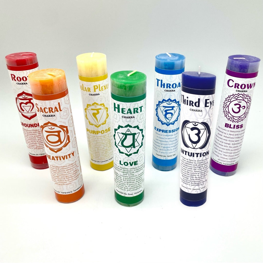 7" Crystal Journey Chakra Candles With Essential Oils / Unscented