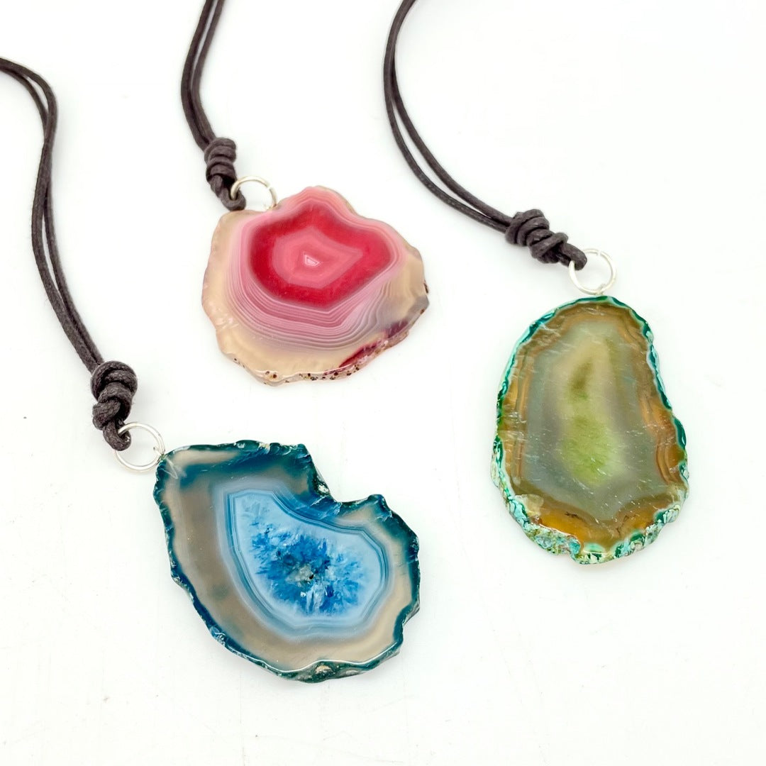 Agate Slice with Chord Necklace