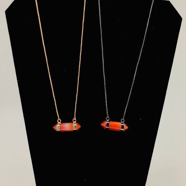 Horizontal Double Terminated Crystal Quartz Necklace - Michal and Company
