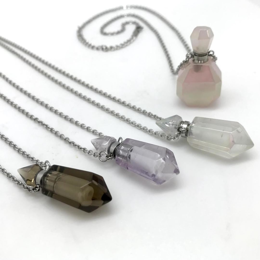Crystal Oil / Perfume Bottle Necklace