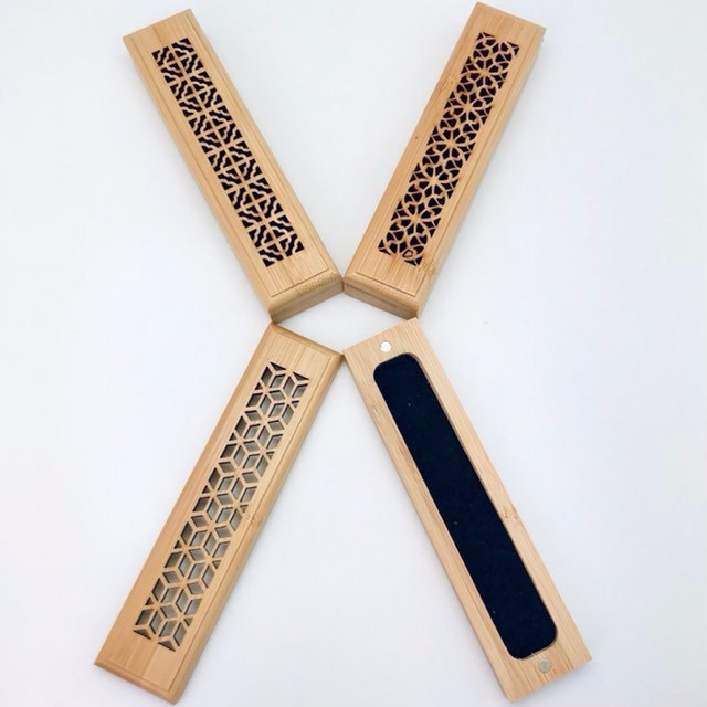 Engraved Bamboo Resin Incense Holder