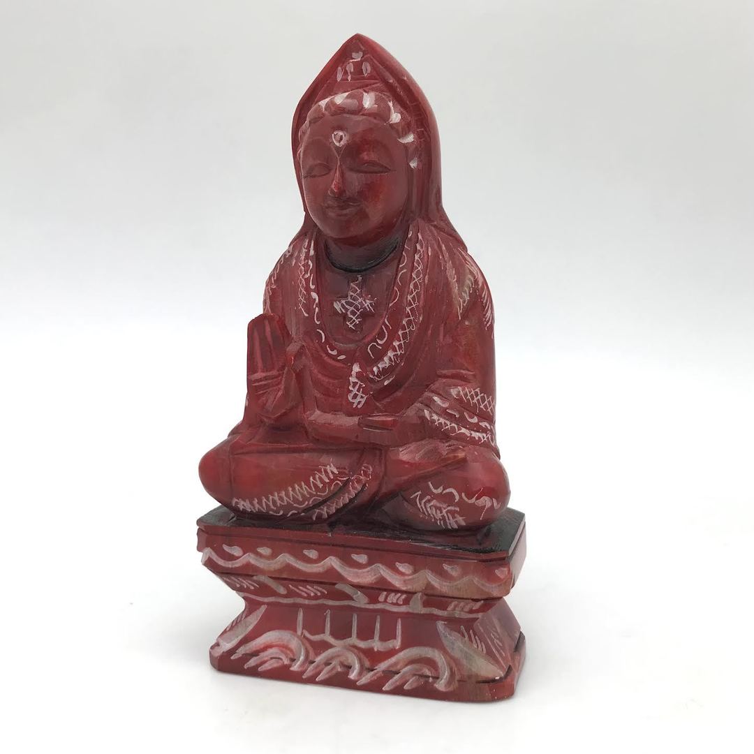 Kuan Yin Carved Statue (Red)