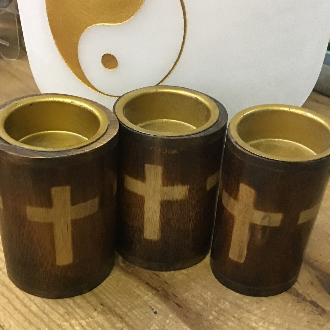 Wooden Burner with Cross