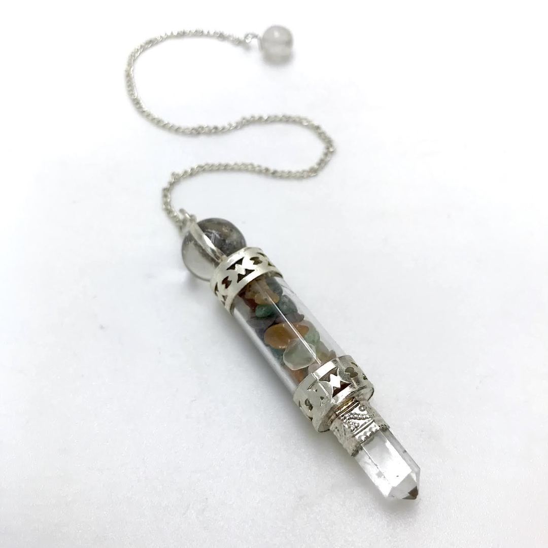 Crystal Point Pendulum with Crystal Ball top