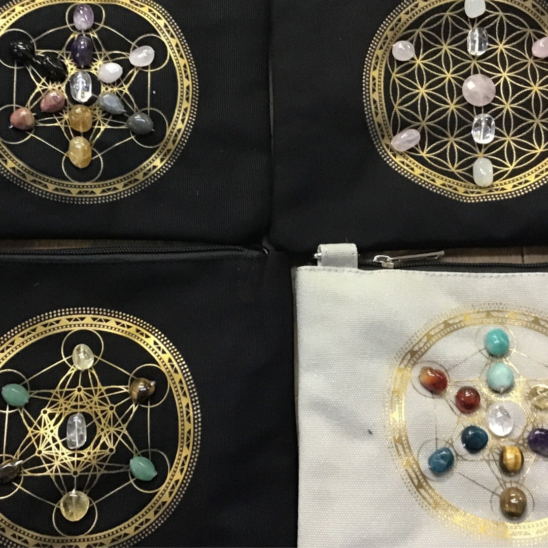 Sacred Geometry Crystal Grid Pouch Bags
