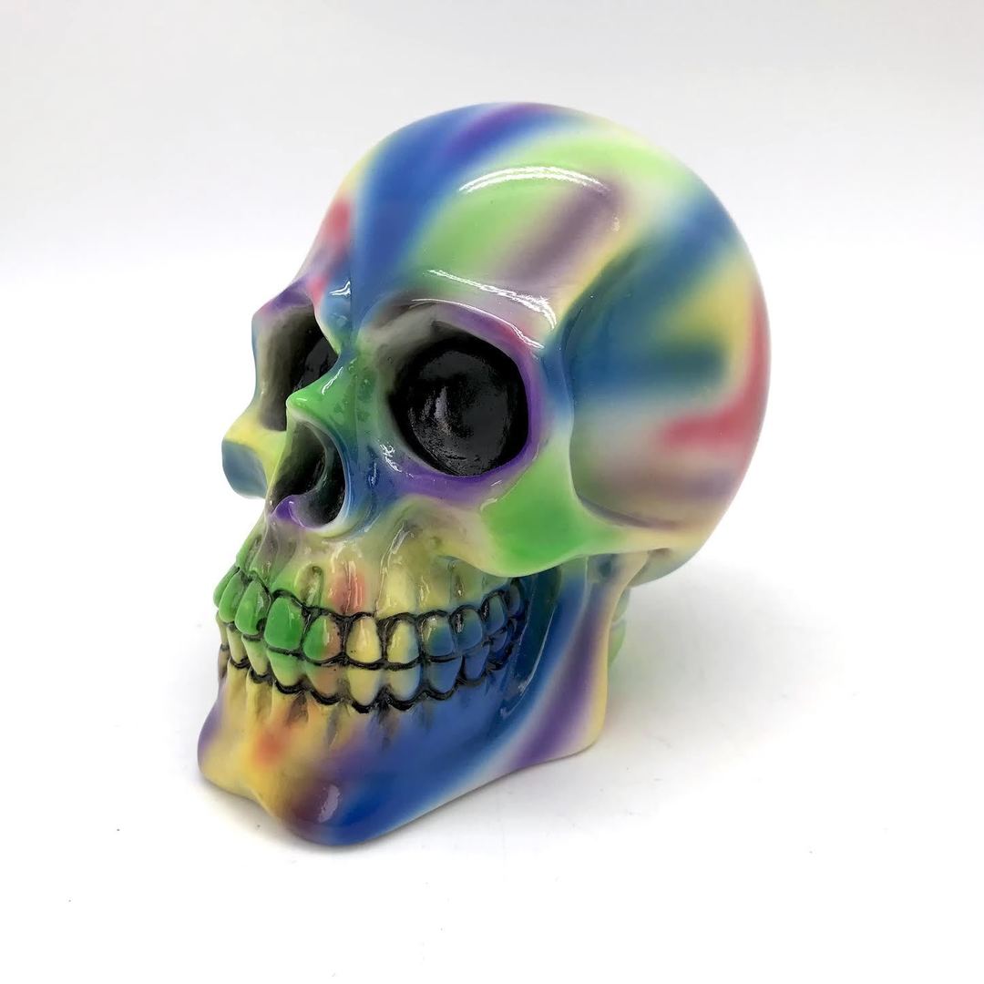 Rainbow Tie-Dyed Skull Coin Bank