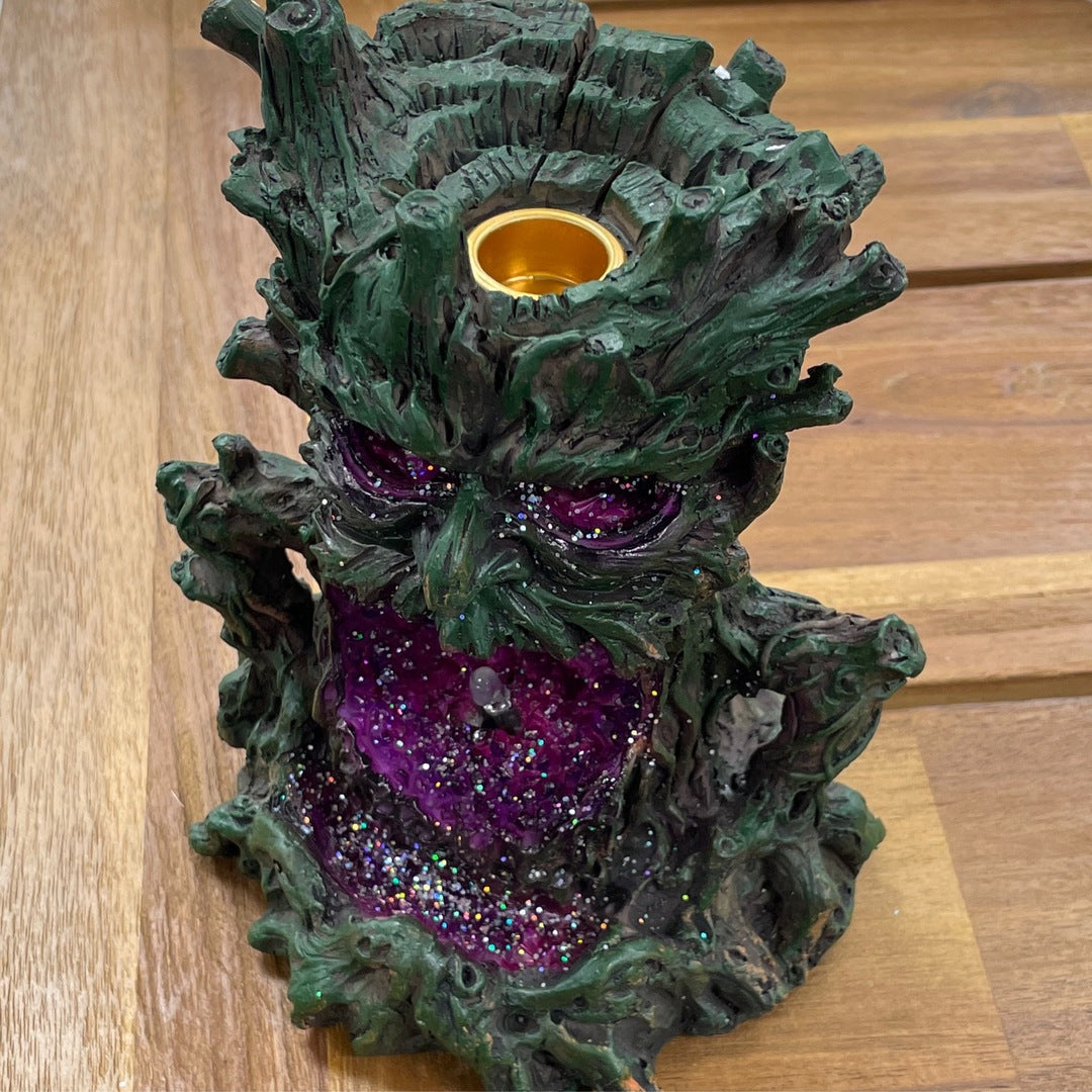 Haunted Forest Tree Man Backflow Burner with LED Lit Crystal Mouth