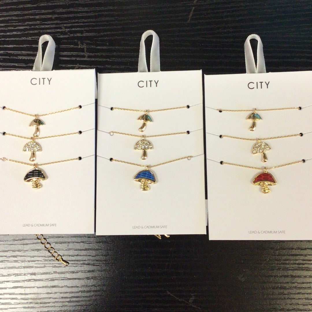 City - Assorted Mushroom Necklace Set