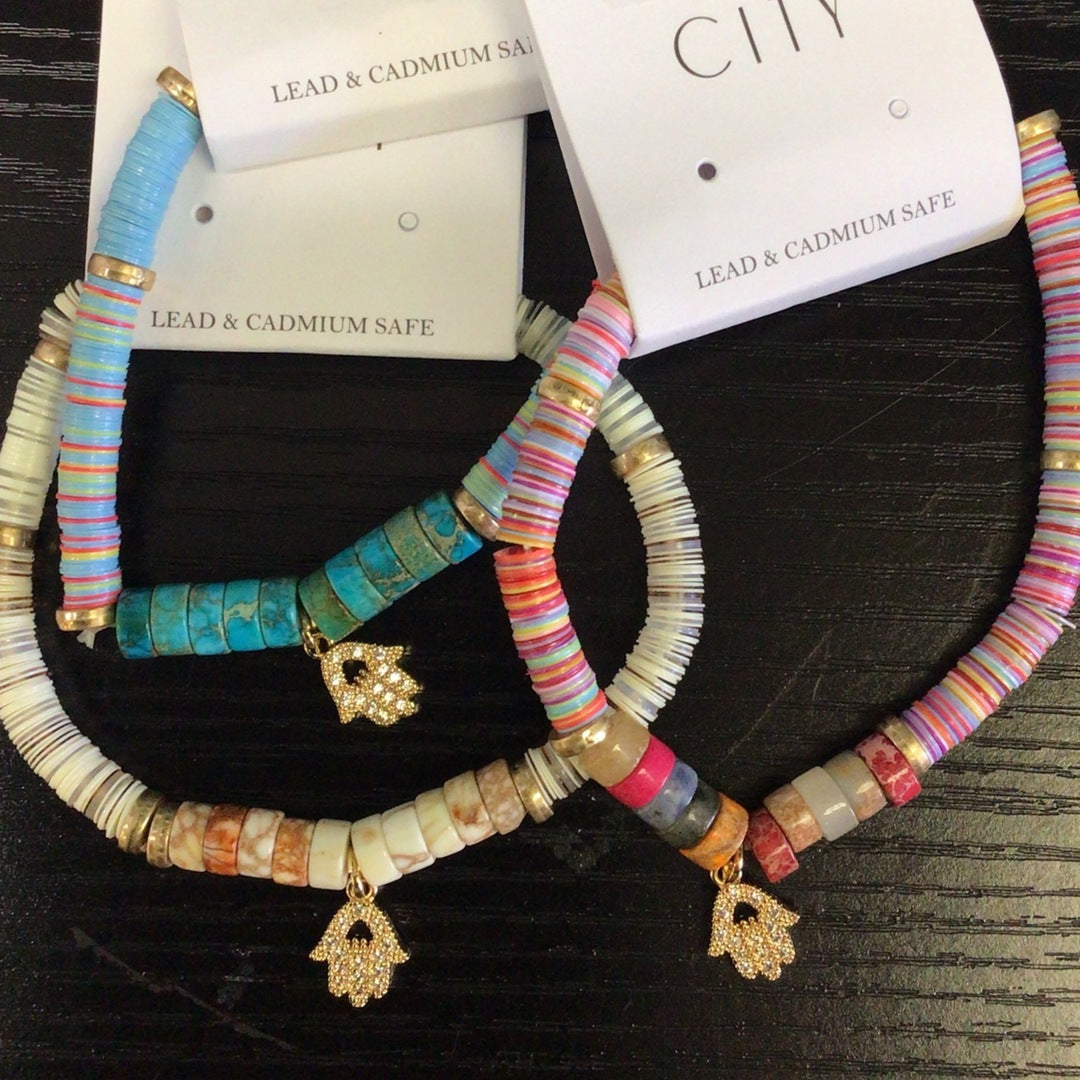 City - Cubic Zirconia Hamsa Charm Bracelet