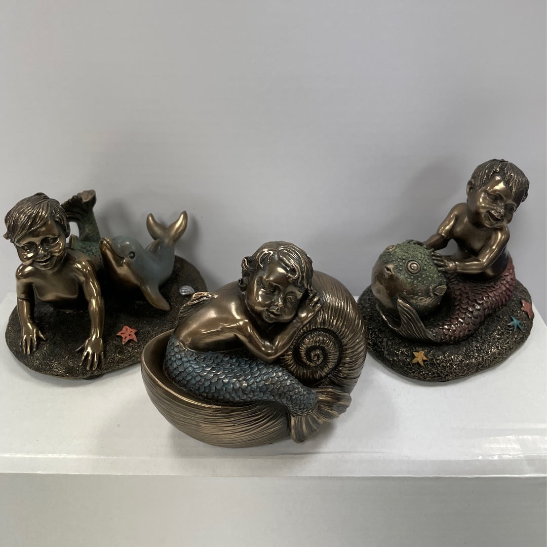 Bronze Merbaby / Mermaid Baby Statues