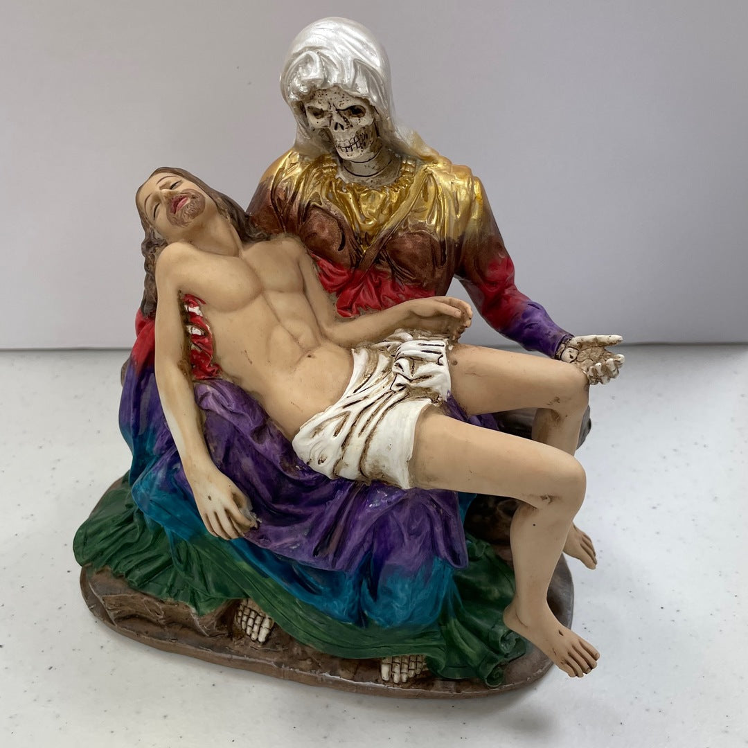 Rainbow Santa Muerte Piedosa Statue with Jesus