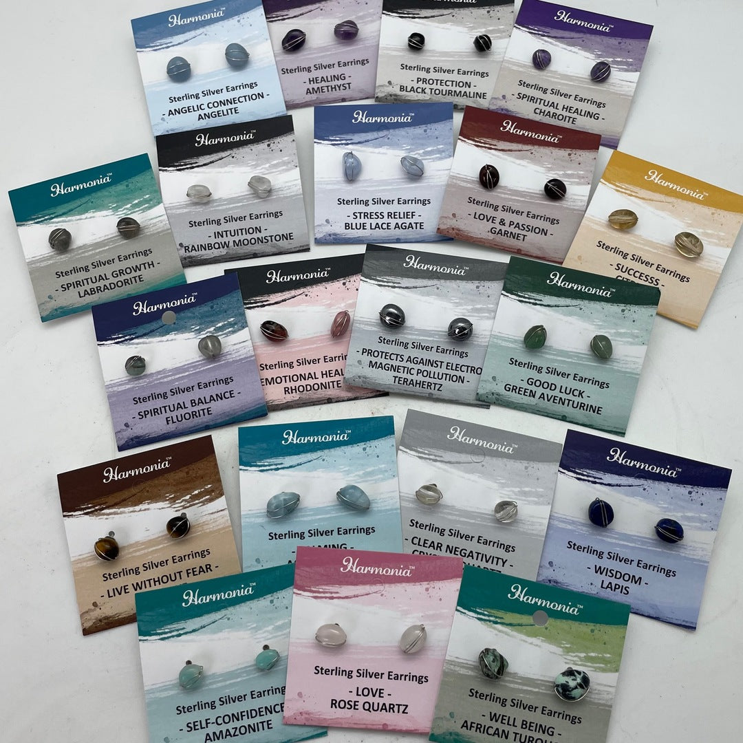Harmonia Sterling Silver Earrings (Stud Crystal)