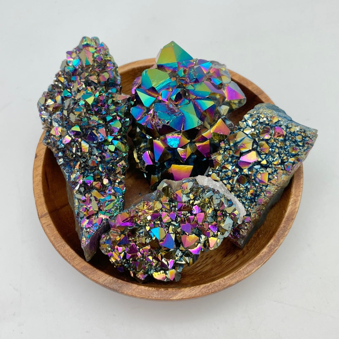 Titanium Aura Quartz Amethyst Cluster