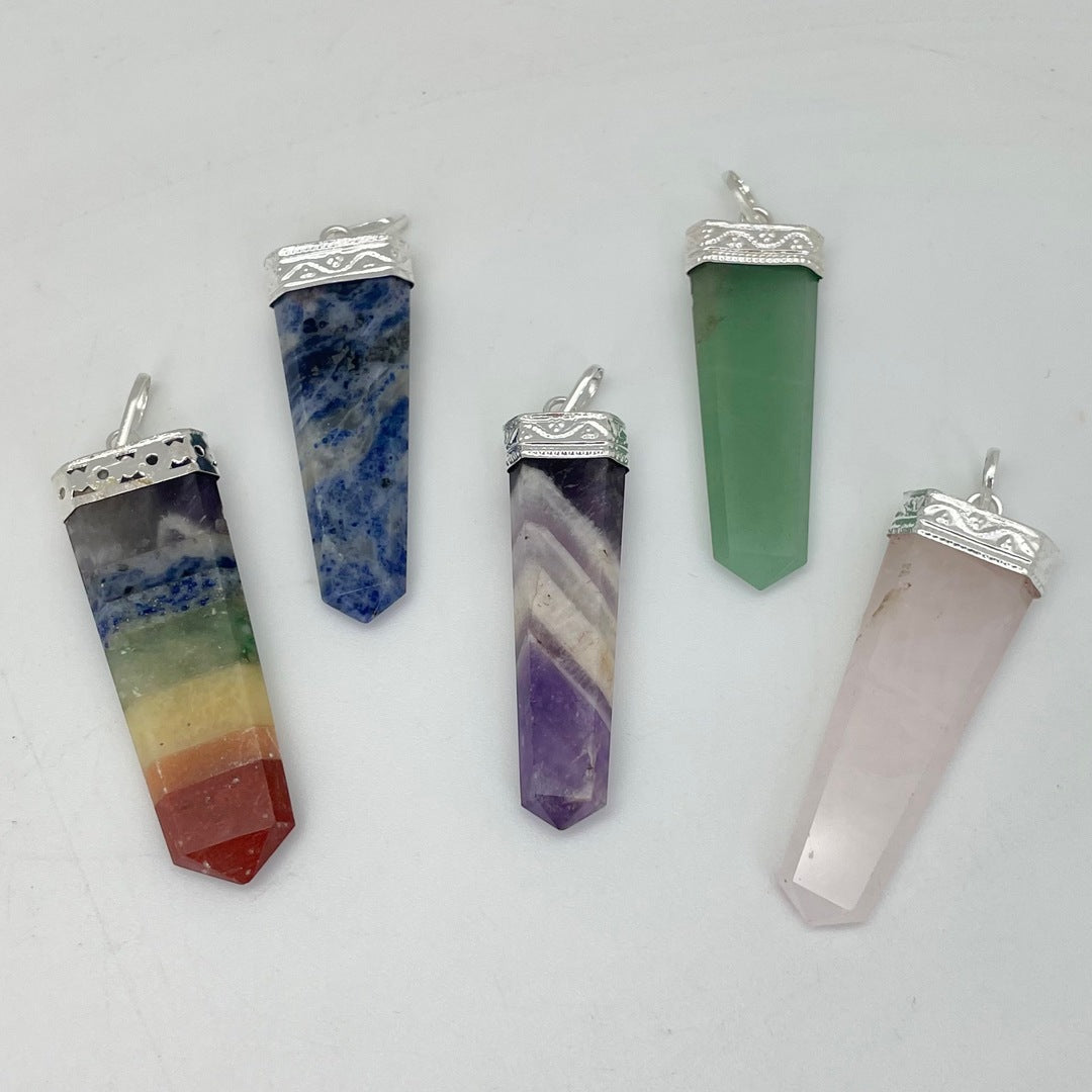 Plain Flat Back Point Pendant with Silver Lining Top