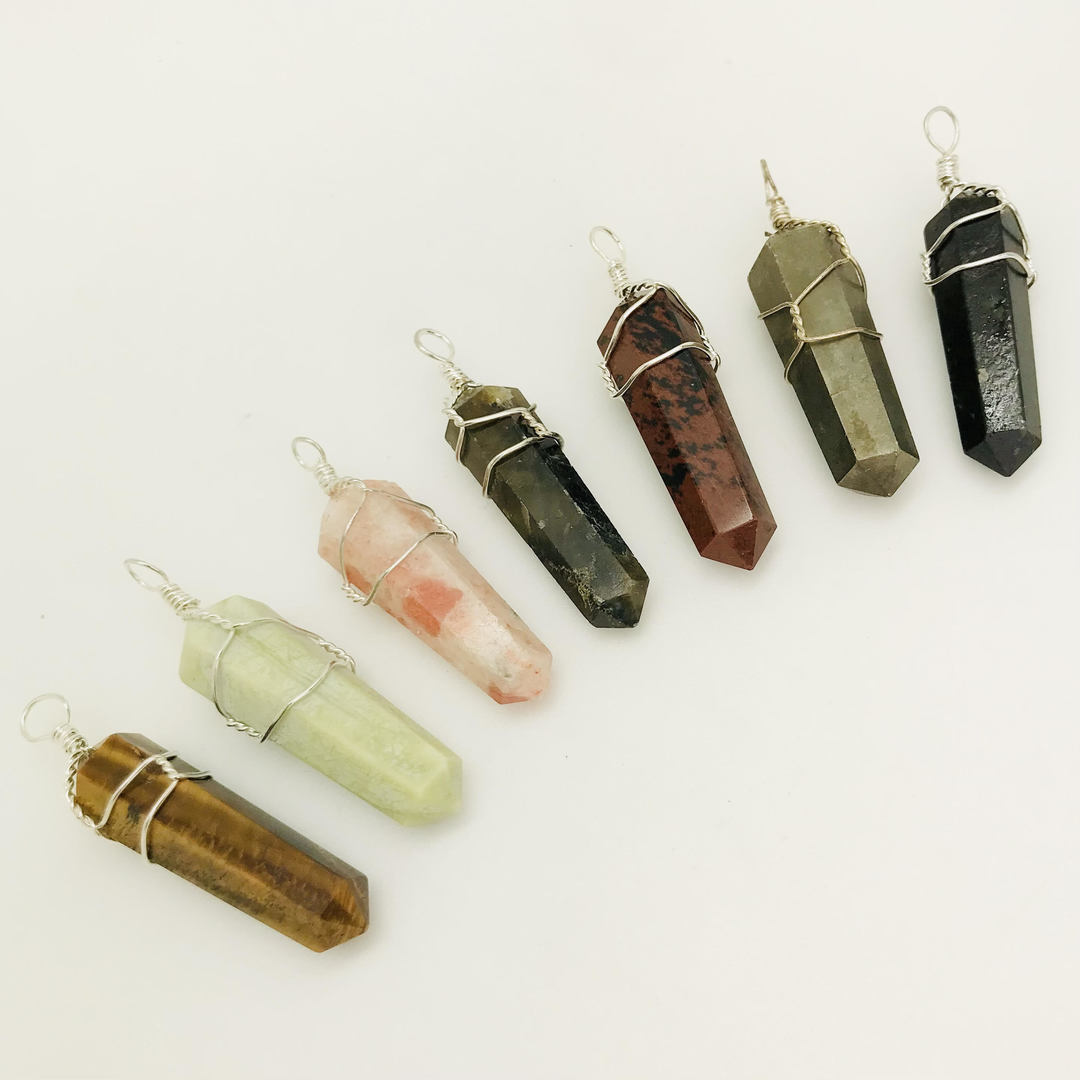 Thin Wire Wrapped Double Terminated Point Pendant