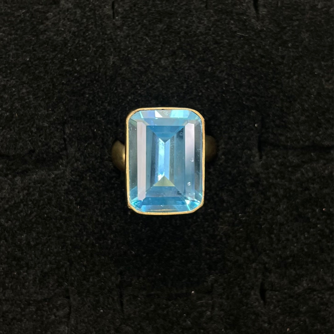 Alchemia - Blue Topaz Gold Ring by Charles Albert