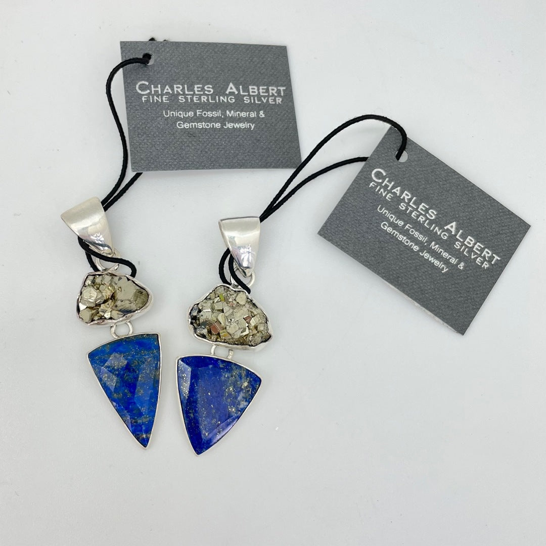 Alchemia - Pyrite & Lapis Lazuli Sterling Silver Pendant by Charles Albert